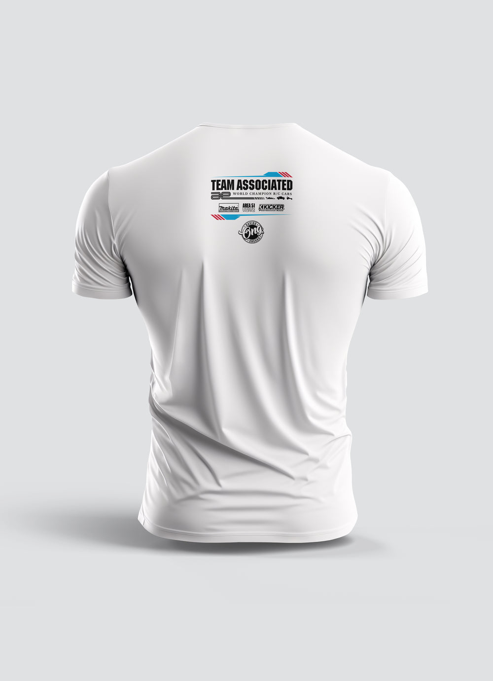 Team Associated T-Shirt White back view showcasing logo and design details.