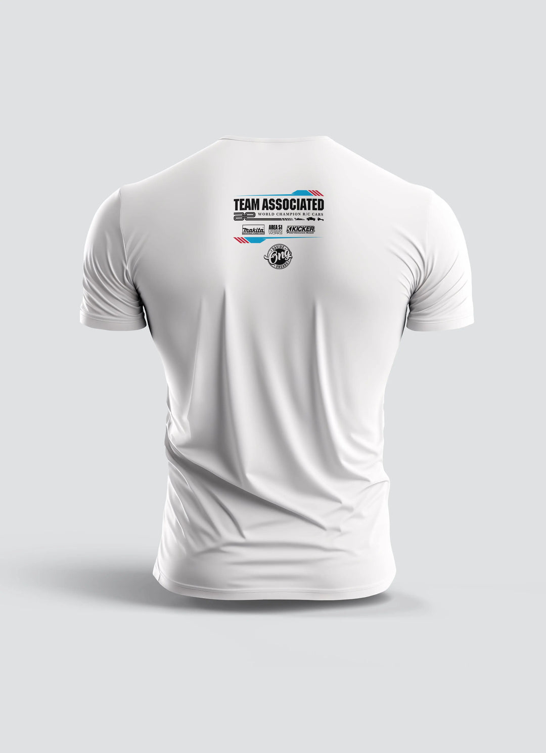 Team Associated T-Shirt White back view showcasing logo and design details.