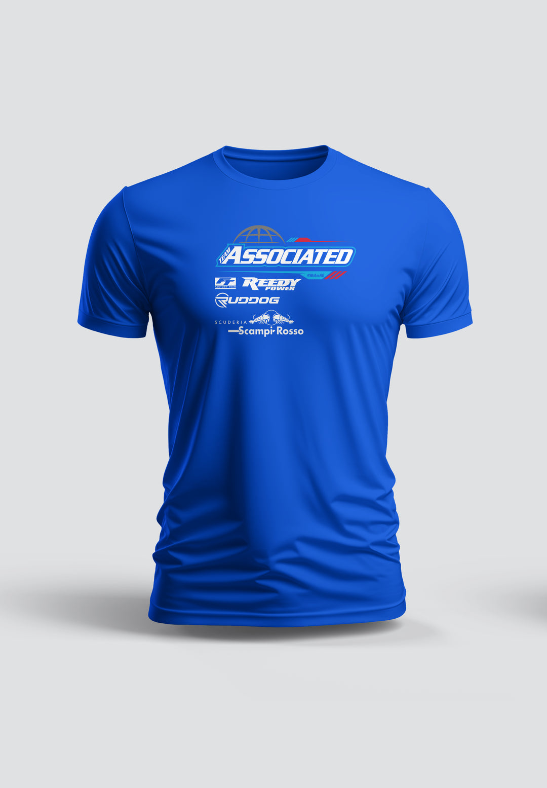 Team Associated T-Shirt Blue, made in Switzerland, 100% Öko, Qualität, B&C 185 g/m² Baumwolle.