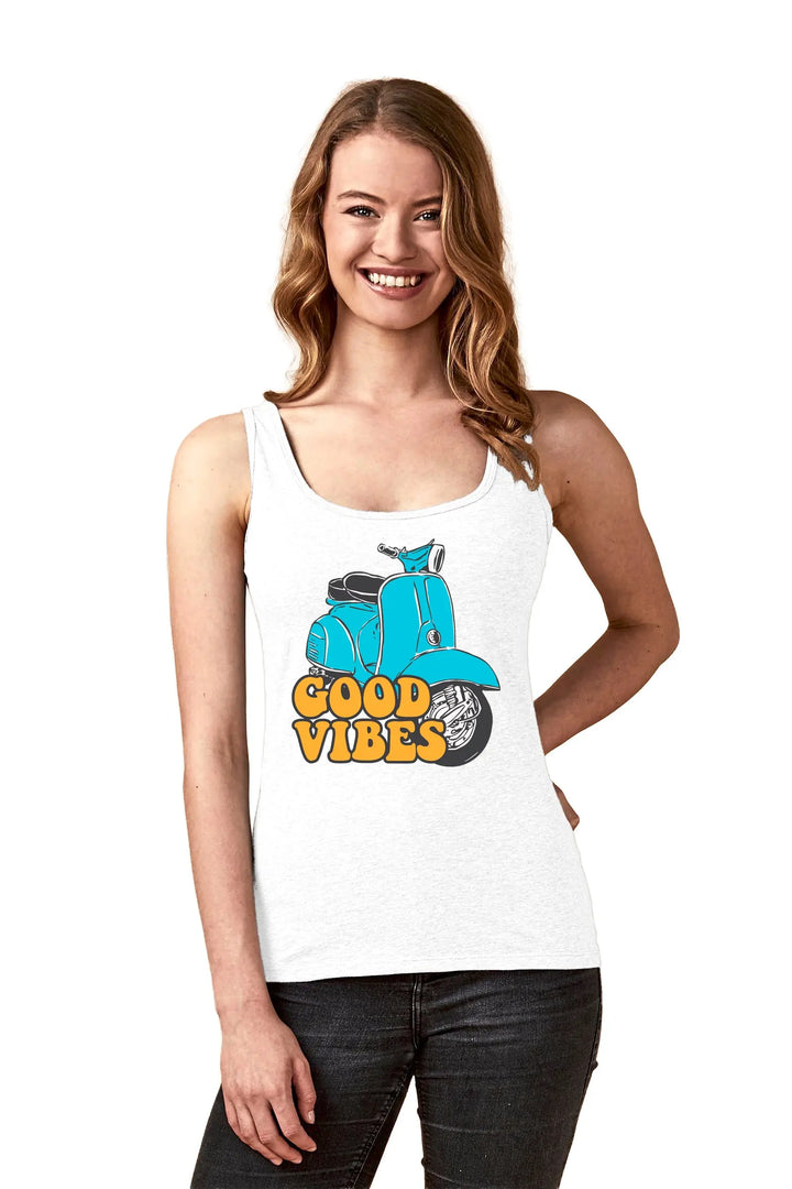 Vespa Tanktop Frauen 19 mit cool Grafik, perfektes Sommer-Outfit und Geschenk, made in Switzerland, 100 % Öko, Qualität.